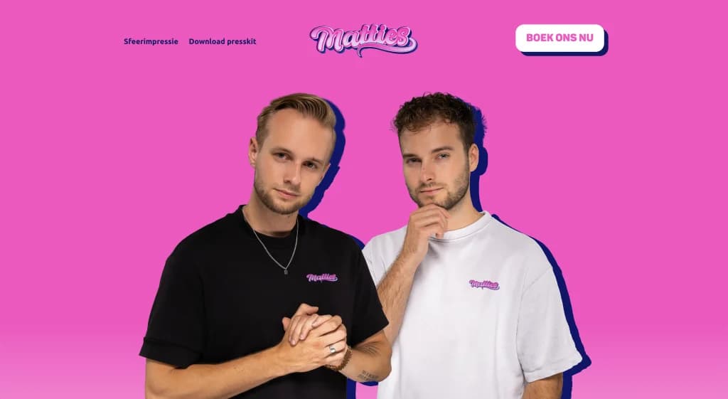 Screenshot van de website van De Matties